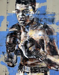 Ali, Icon Series, 2023 (acrilico e olio su tela rovesciata)