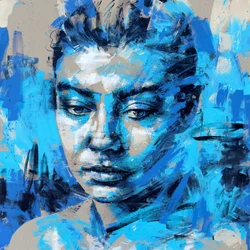 She Carries The Sea, 2025 (acrilico e olio su tela rovesciata)