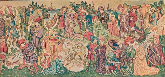 Acquerello di uno degli arazzi di Hardwicke, c1902