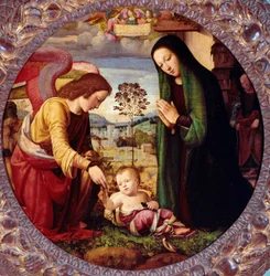 Sacra Famiglia con un angelo