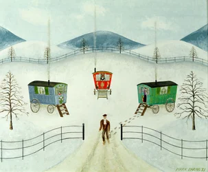 Roulotte gitane nella neve