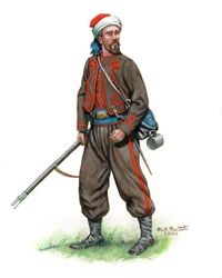 10th New York Infantry National Zouaves 2nd Uniform 1861, 2024 (Acquerello e guazzo su Bristol)