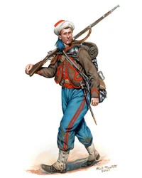 10th New York Infantry National Zouaves 3rd Uniform 1861, 2024 (acquerello e guazzo su Bristol)