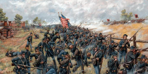 Il combattimento di Brickyard Il 154° Fanteria di New York a Gettysburg, 2024 (Olio su tela)