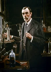 Sir William Ramsay nel suo laboratorio