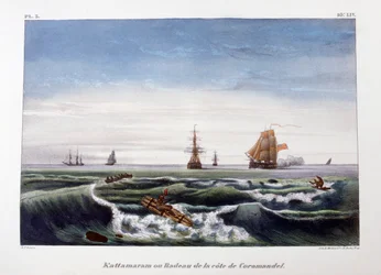 Una zattera al largo della costa di Coromandel, India, 1828