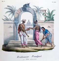 Fuori da un tempio, India, 1828