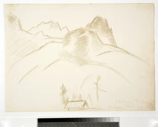 Paesaggio montano con casa in primo piano, 1933