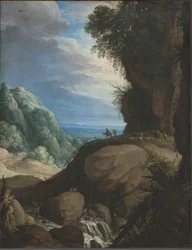 Paesaggio montano italiano con pastori