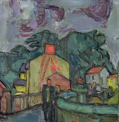 Villaggio gallese (olio su tela)