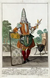 Un vetraio (incisione di Martin Engelbrecht)