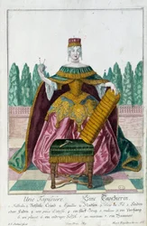 Una tappezzeria. Incisione di Martin Engelbrecht (1684-1756), in "Nuova assemblea delle manovre vestite" XVIII secolo, Germania. Parigi, Arti Decorative