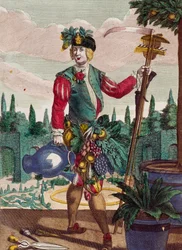 Giardiniere, incisione da Assemblage des nouveau manouvries habilles di Martin Engelbrecht, Germania