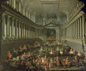 Una cavalcata nella scuola di equitazione invernale della Hof di Vienna per celebrare la sconfitta dell