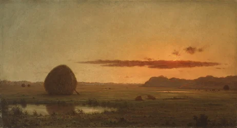 Tramonto, prati di Newburyport