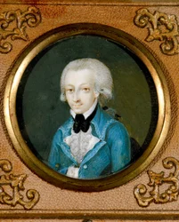 Austria, Ritratto del compositore austriaco Wolfgang Amadeus Mozart (1756 - 1791), 1773 circa (miniatura su avorio)