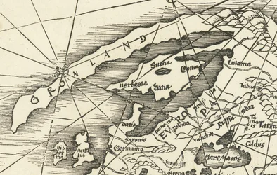 Mappa del 1513 del Mare del Nord che mostra la Groenlandia collegata alla Scandinavia