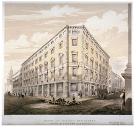 Magazzini dei signori J&R Morley, angolo tra Wood Street e Gresham Street, Londra, c. 1840