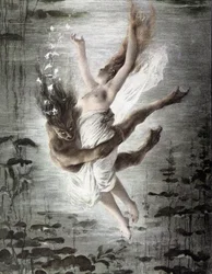 Mostro marino rapisce una giovane donna (dettaglio di 14299), Allegorien, Martin Gerlach, c. 1900