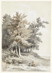Bordo del bosco con figure