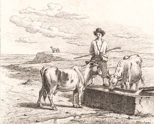Un pastorello presso un abbeveratoio. Illustrazione per "Venticinque immagini per bambini piccoli" di Chr. Winther