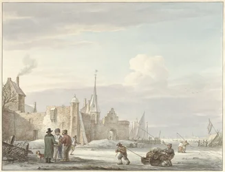 Veduta di una città in inverno