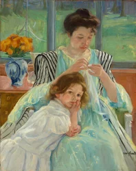 Giovane madre che cuce, 1900