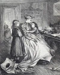 Una vedova con i suoi figli