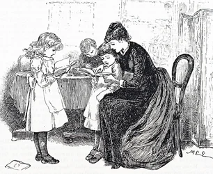 Bambini che ascoltano la lettura della madre