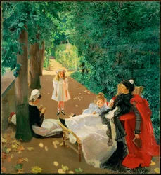 Visita nel parco (dipinto su tela)