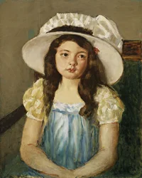 Francoise che Indossa un Grande Cappello Bianco