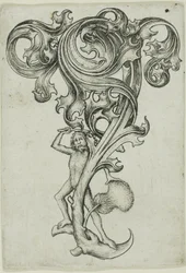 Ornamento di cardo con uomo selvaggio
