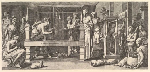 Donne che filano, tessono e cuciono, 1540-50