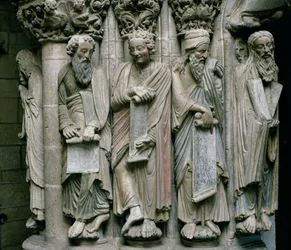 (dettaglio) del Portico de la Gloria con i profeti dell