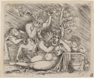Scena Baccanale con Satiri e una Menade