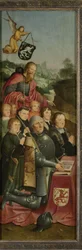 Pannello commemorativo con otto ritratti maschili