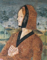 Italia, Regione Piemonte, provincia di Alessandria, Serralunga di Crea, Sacro Monte di Crea, Santuario di Santa Maria Assunta, Cappella di Santa Margherita di Antiochia Ritratto di donna