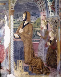 Italia, Regione Piemonte, Serralunga di Crea, affresco nella cappella della Basilica di Santa Maria Assunta