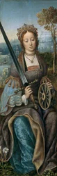 Trittico della Sacra Famiglia con angeli musicanti (pannello sinistro: Santa Caterina)