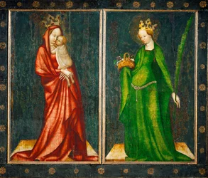 Due pannelli esterni di un altare, a sinistra Madonna, a destra Santa Dorotea (dipinto su legno di quercia)