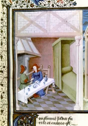 Una scena del Decamerone, Salabetto e Iancofiore. 1430-1455 (miniatura)