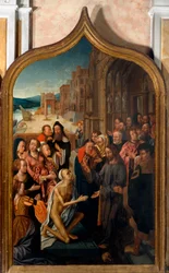 Trittico: "la resurrezione di Lazzaro" Dipinto dal maestro di San Lorenzo. Parrocchia di San Lorenzo della Costa, Santa Margherita Ligure (Genova)