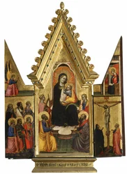 Trittico: Vergine Maria e Bambino con Santi, Angeli e la Crocifissione