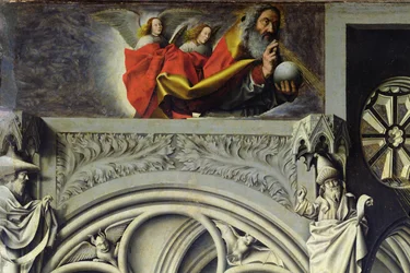 Dio Padre in cielo che invia suo Figlio alla Vergine Maria, c.1445 (dettaglio)