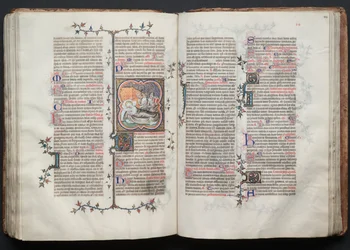 Il Messale di Gotha: Fol. 113v, La Nascita di Giovanni Battista, c. 1375