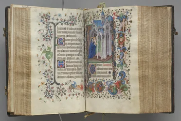 Ore di Carlo il Nobile, Re di Navarra 1361-1425: fol. 82v, Testo, c. 1405