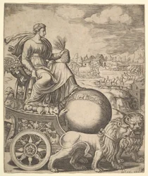 Cibele nel suo carro trainato da due leoni, 1530-60