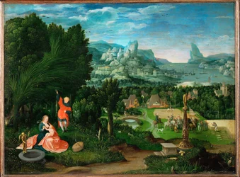 Paesaggio con riposo durante la fuga in Egitto (dipinto su legno di quercia)