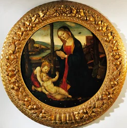 Madonna col Bambino e il piccolo San Giovanni Battista, dipinto attribuito al Maestro del Tondo Miller (fine XV secolo)