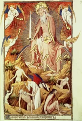 Ms Lat. 9471 f.194 Il Giudizio Universale, dalle Grandes Heures de Rohan, c.1418-25